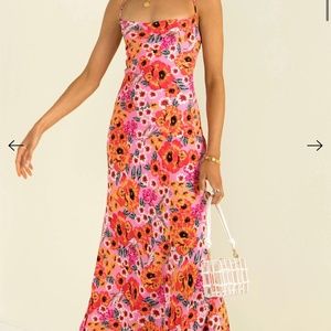 Sundae Muse Leyah Midi Dress Size 2 Pink Floral